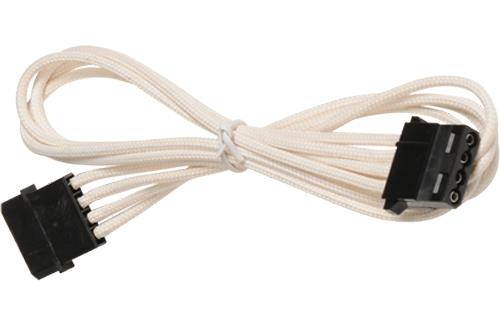 White 4-Pin Molex Single Cable Premium Braided Male to Female Molex Extension