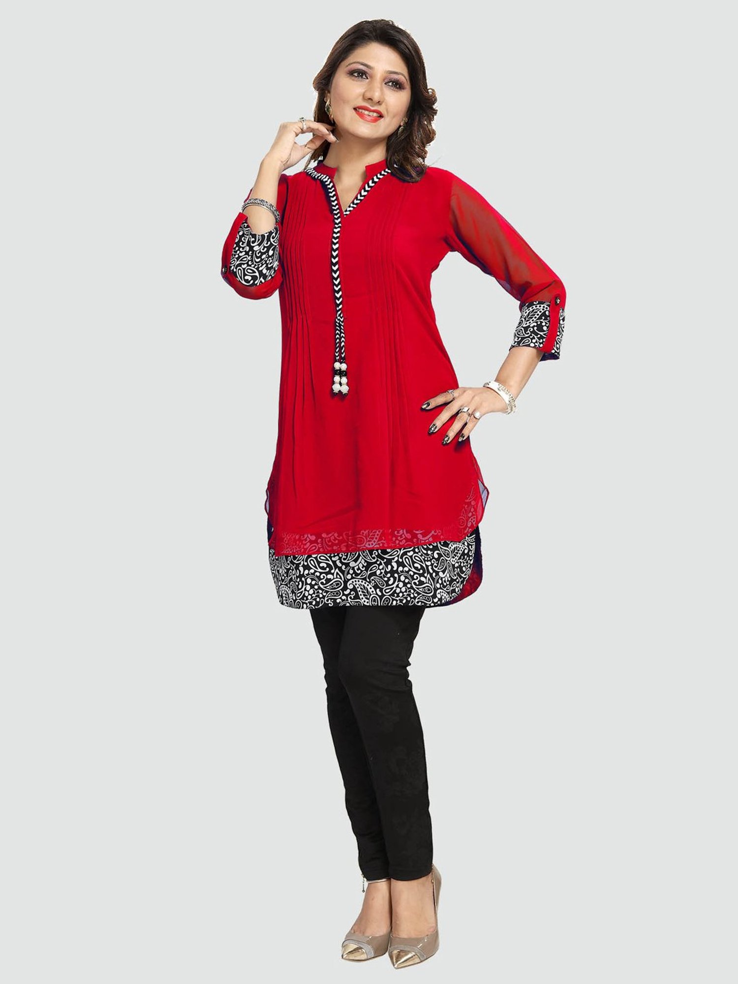 Saree Swarg Red Embellished Tunic