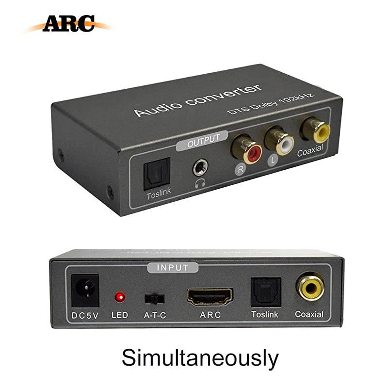 192KHz Mutifunctional Digital to Analog Audio Converter  Audio Adapters for HDMI ARC or Toslink or Coaxial to 35Jack and RL and ToslinkOpticalSPDIF and Coaxial