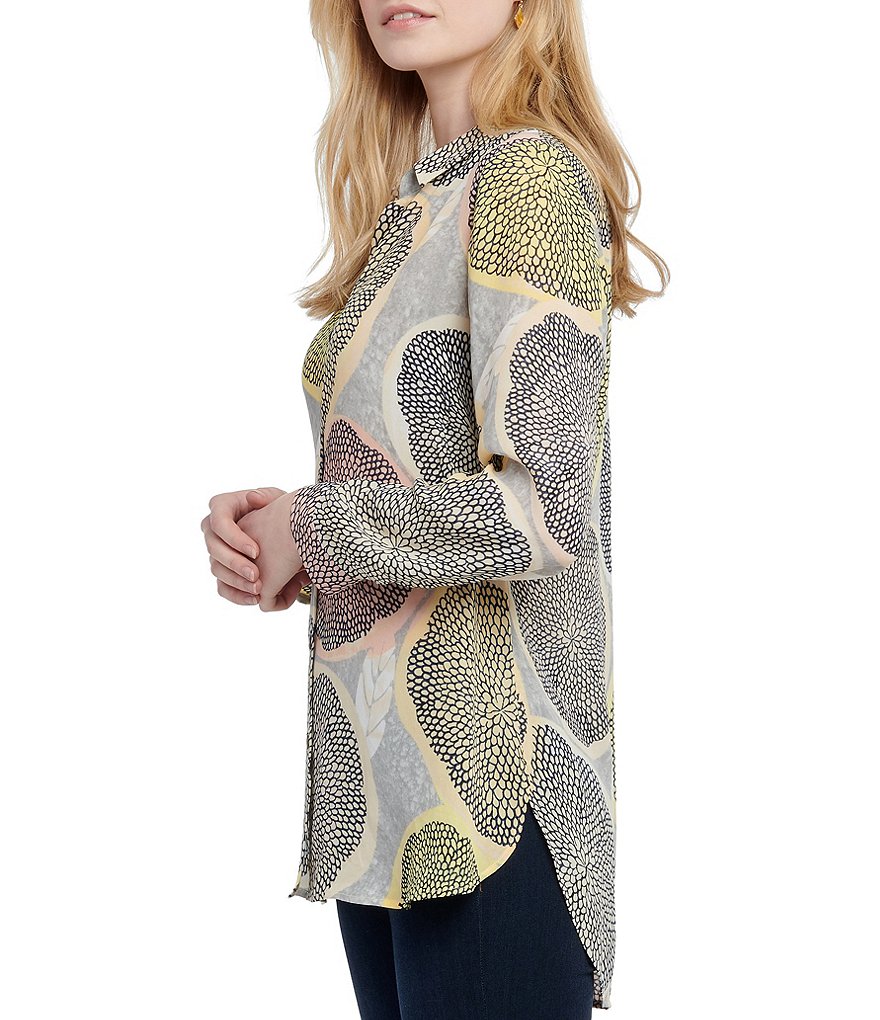 NIC + ZOE Long Sleeve Collar Citrus Shirt