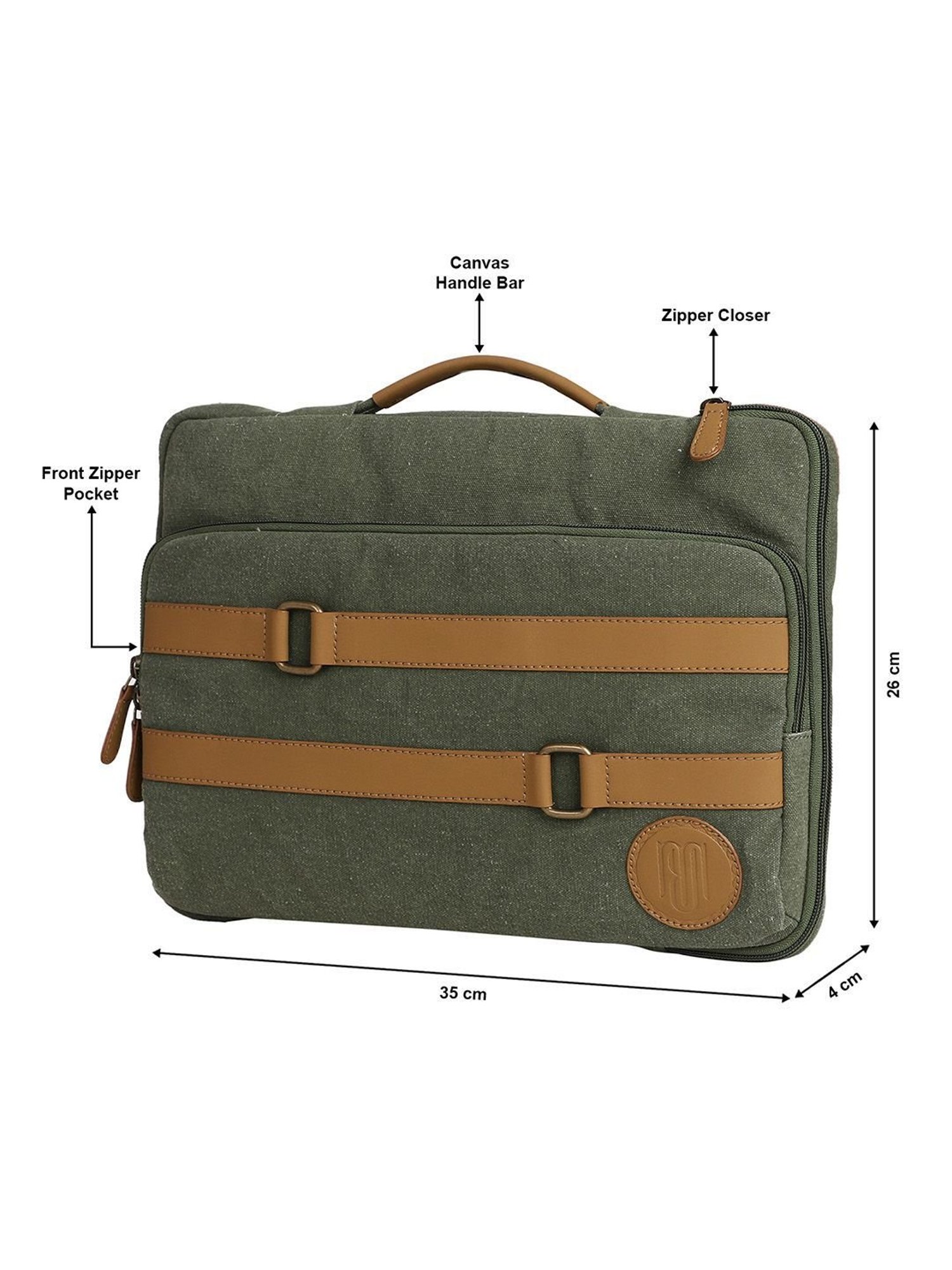 Mona B 4 Ltrs Olive Green Small Laptop Sleeve