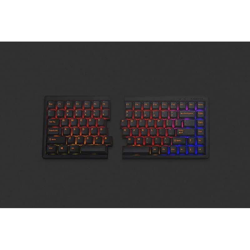 BAROCCO MD770 RGB LED Backlit TKL Split Mechanical Keyboard with Cherry MX Red Switch, Ergonomic Keyboard with Orange Letter PBT Double Shot Keycaps for Windows and Mac, Macro Support, ANSI