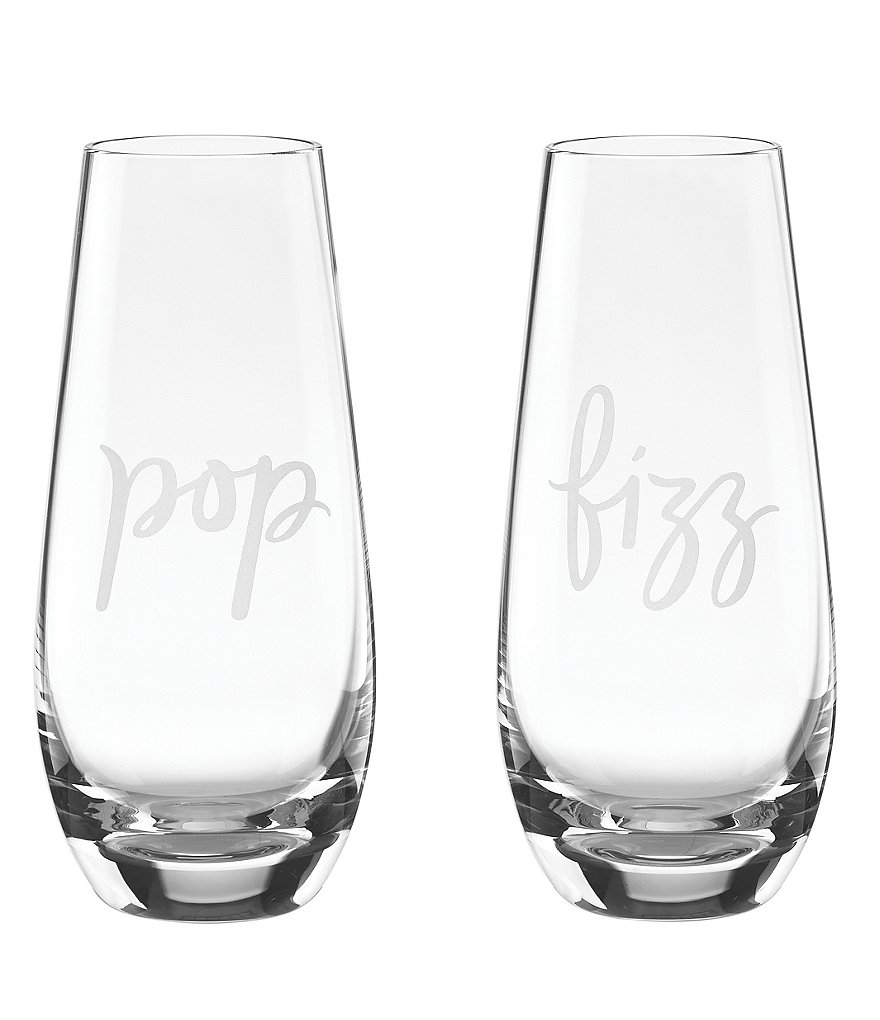 kate spade new york Two of A Kind Pop & Fizz Crystal Stemless Champagne Glass Pair