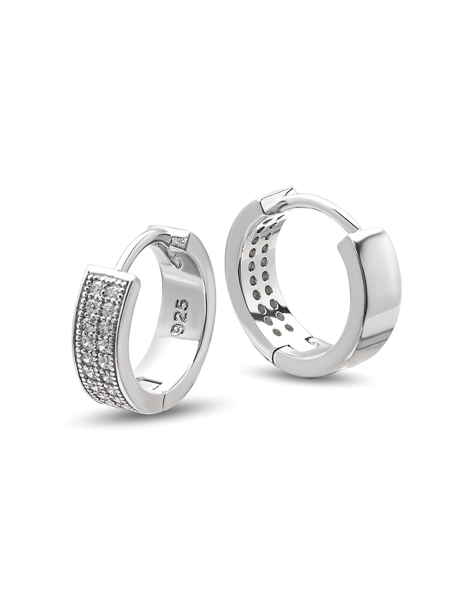 Silberry 92.5 Sterling Silver Tanisha&iquest;s Crystal Huggie Earrings for Women