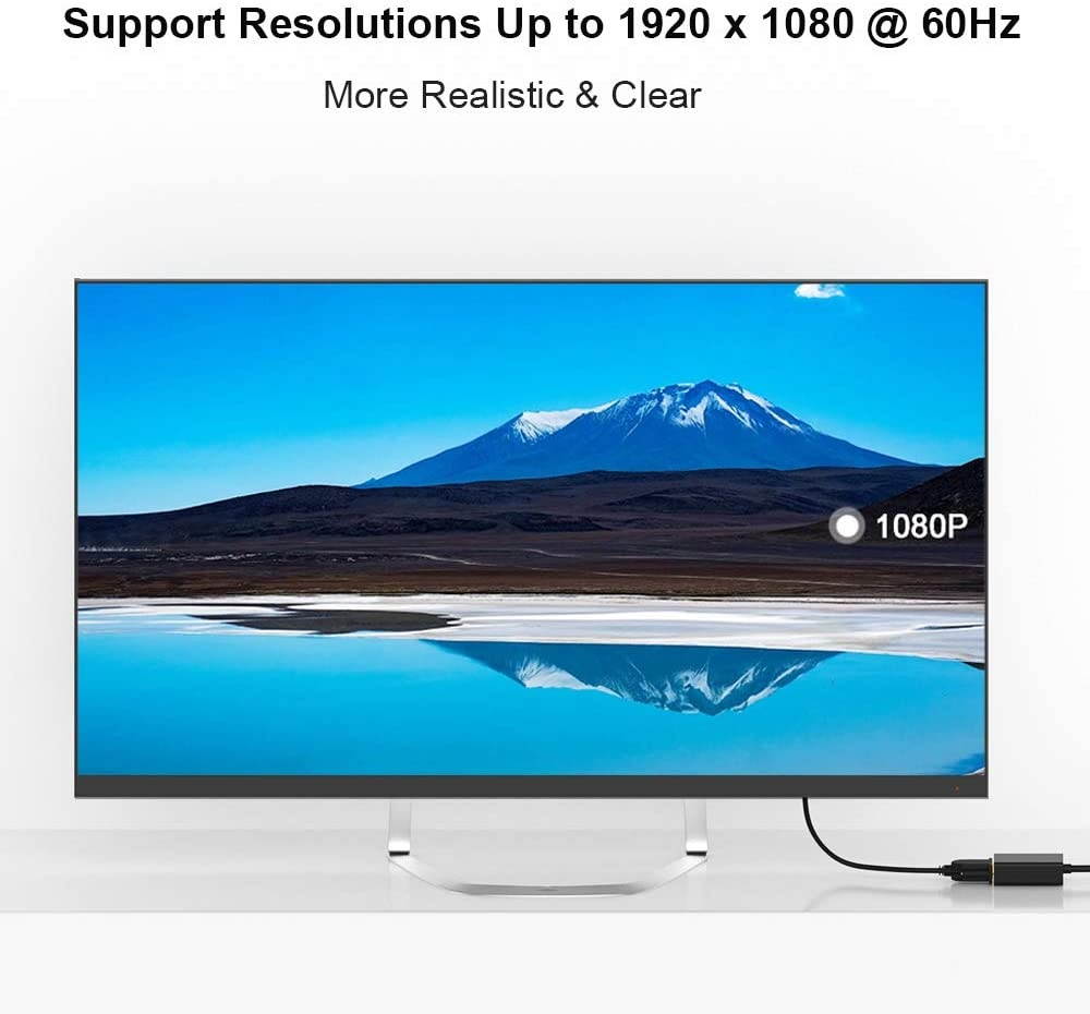 HDMI to VGA,QGeeM Gold-Plated HDMI to VGA Adapter (Male to Female) for Computer,Desktop,Laptop,PC,Monitor,Projector,HDTV, Chromebook,Raspberry Pi,Roku,Xbox and More(Black)