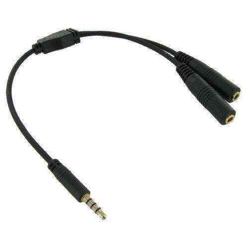 Valley Enterprises&reg; 3.5mm 4-Pole Male to 1-3.5mm Female Audio and 1-3.5mm Female Mic