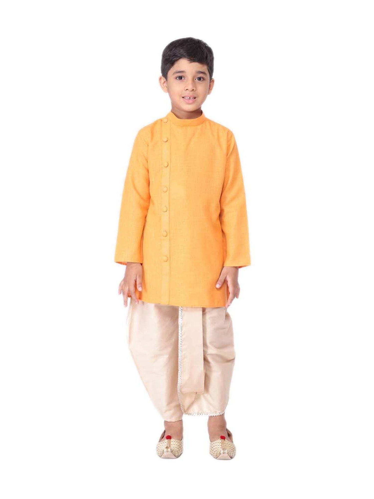 TABARD Kids Yellow & Beige Cotton Regular Fit Kurta Set