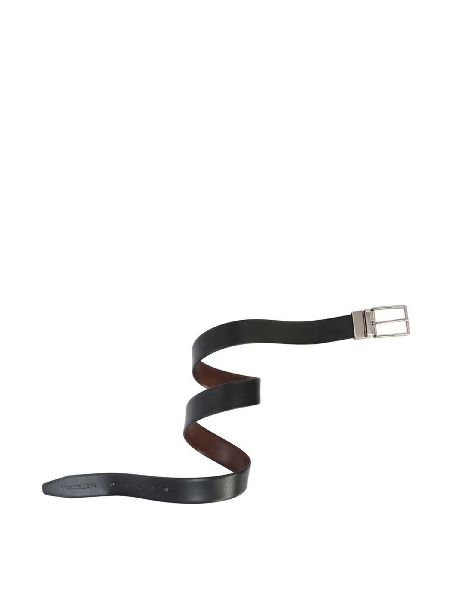 The Vertical Black & Brown Leather Reversible Belt for Men