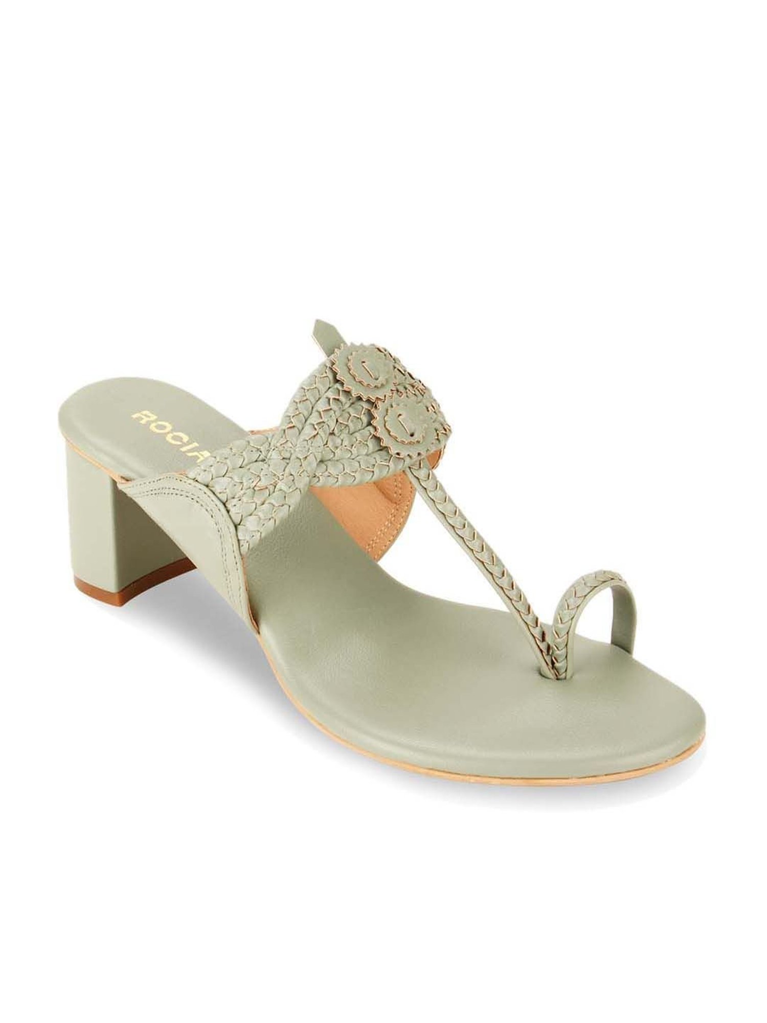 Rocia by Regal Women's Sage Green Toe Ring Sandals