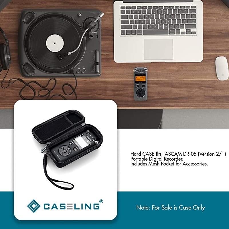 Hard CASE fits TASCAM DR-05 / DR-05X (Version 2/1) Portable Digital Recorder. - Includes Mesh Pocket for Accessories. by