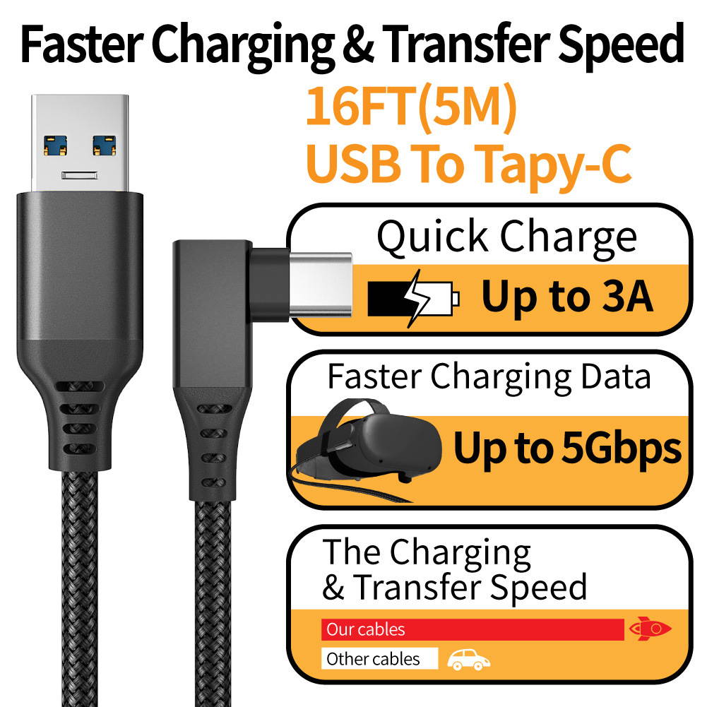 16FT (5m) Oculus Quest 2 VR headset Link Cable USB to Type-C Cable