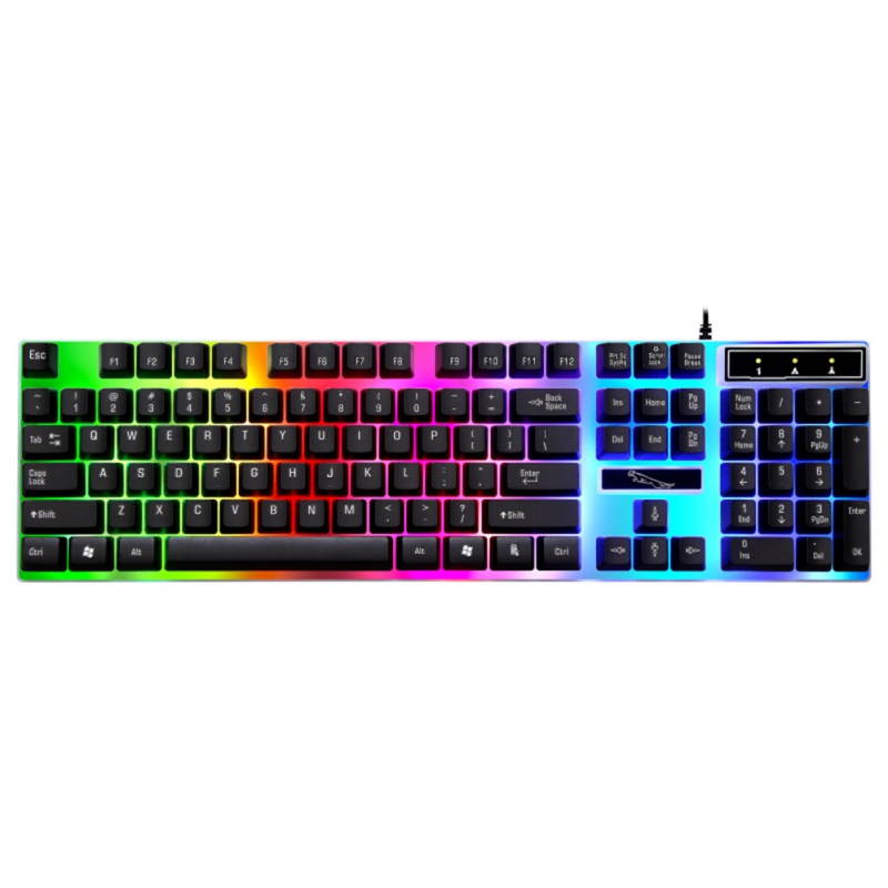 Wired Gaming Keyboard Rainbow Backlit Mechanical Keyboard Mouse Combo, LED 104 Keys USB Ergonomic Wrist Rest Keyboard, Mouse for PC Gamer