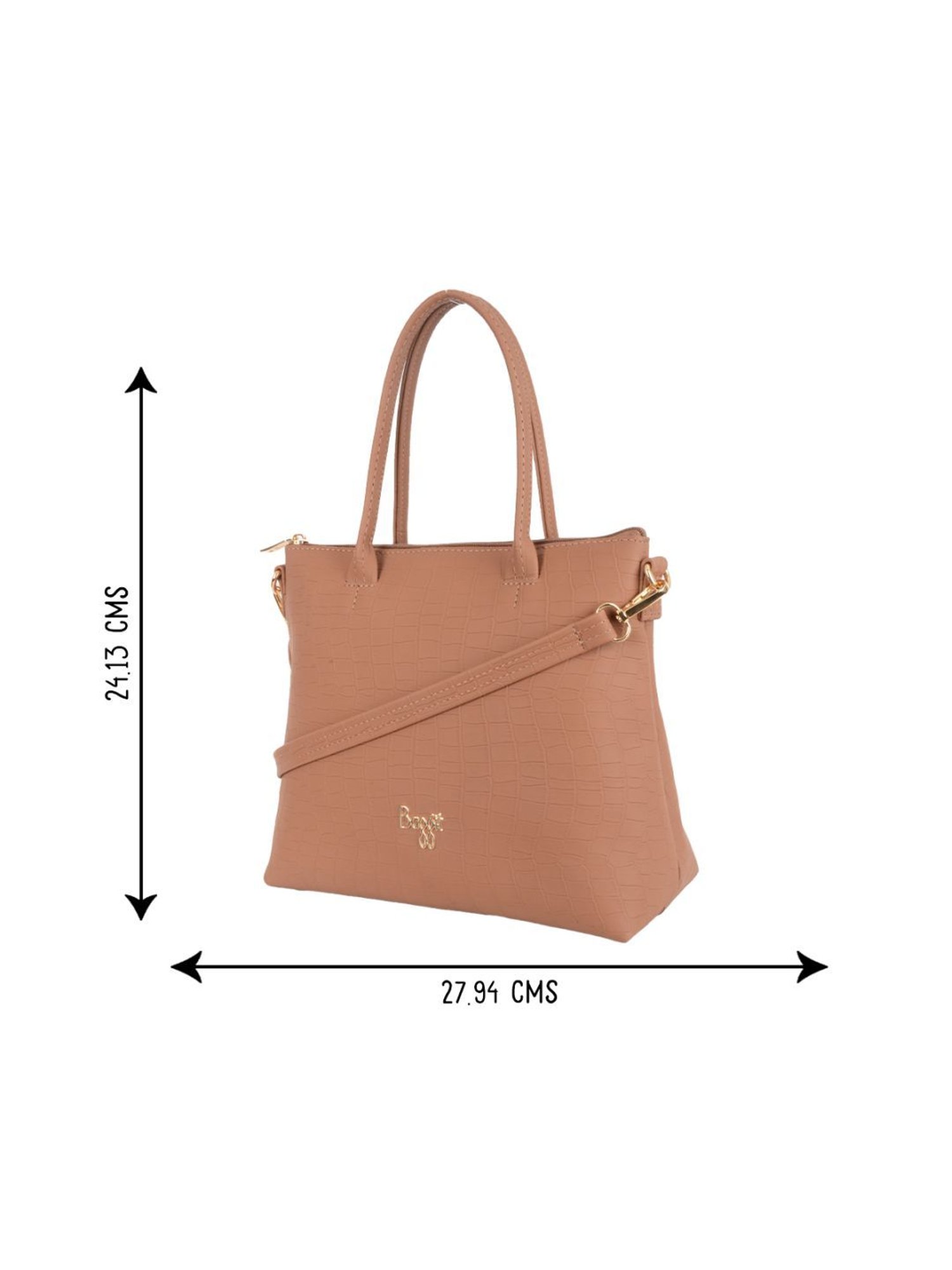 Baggit Fiot Tan PU Textured Handbag