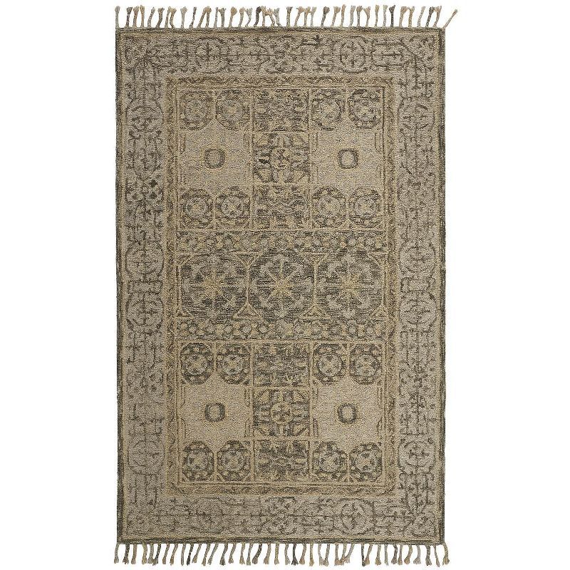 2'6"x8' Runner Hand Made Tufted Medallion Wool Runner Gray - Feizy