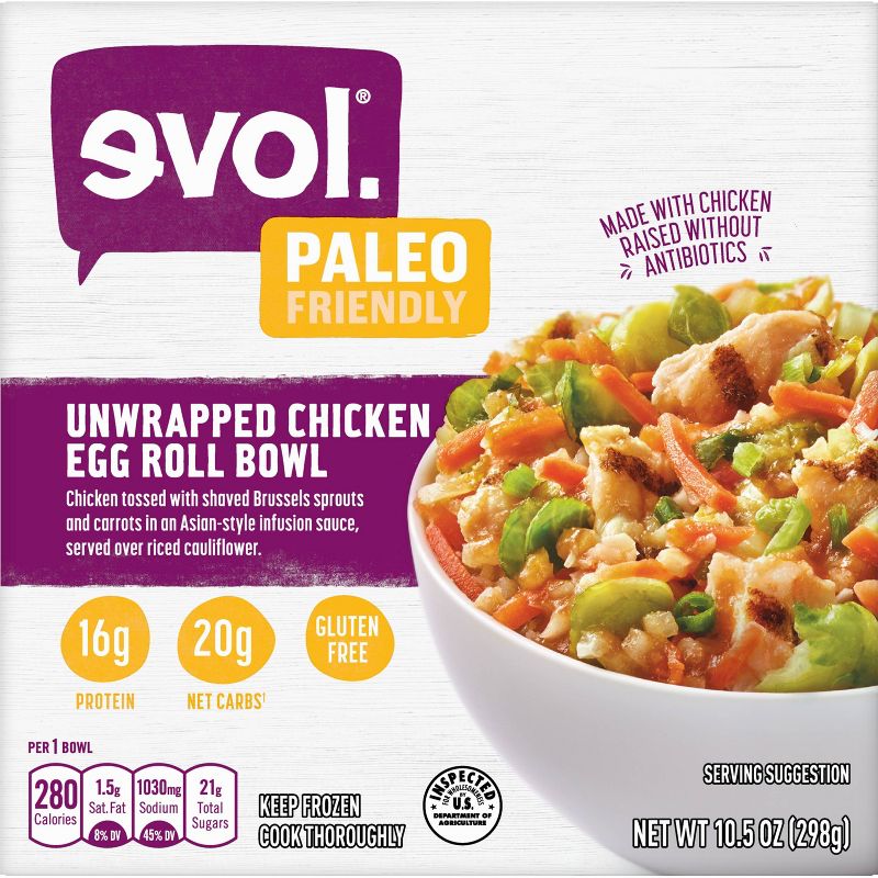Evol Frozen Unwrapped Chicken Egg Roll Bowl - 10.5oz
