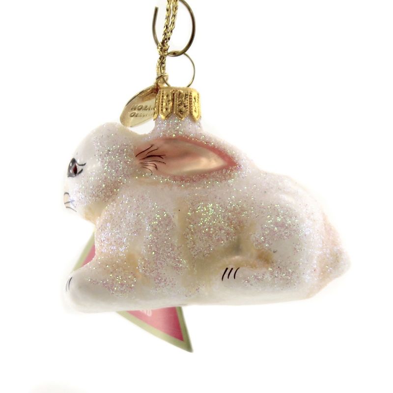 Morawski 2.0" Prancing White Glittered Bunny Ornament Easter Rabbit Spring  -  Tree Ornaments