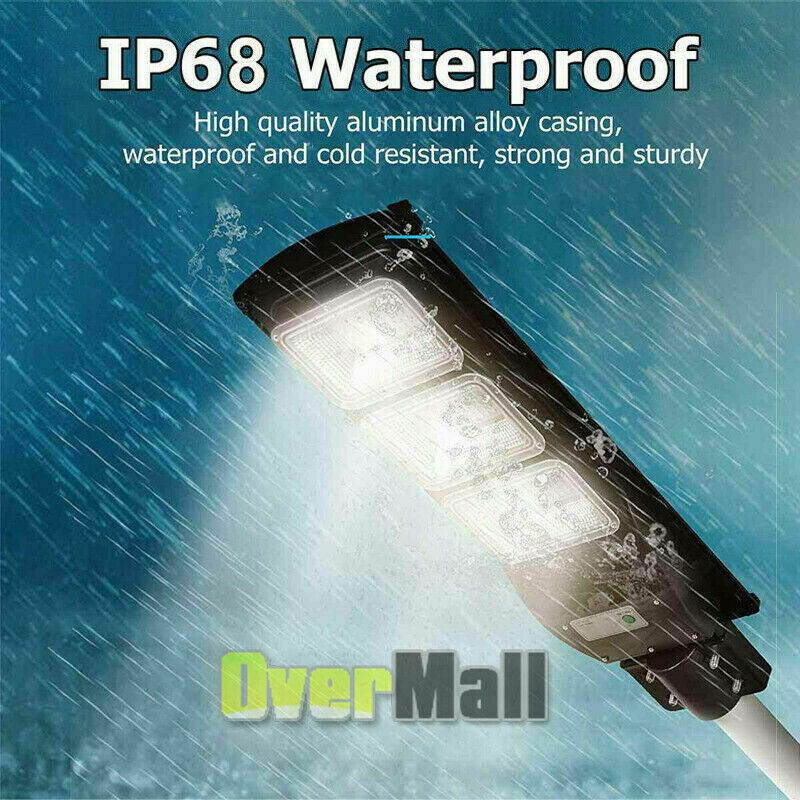 Waterproof Commercial 9900000LM LED Solar Street Light Dusk-to-Dawn+Remote+Pole