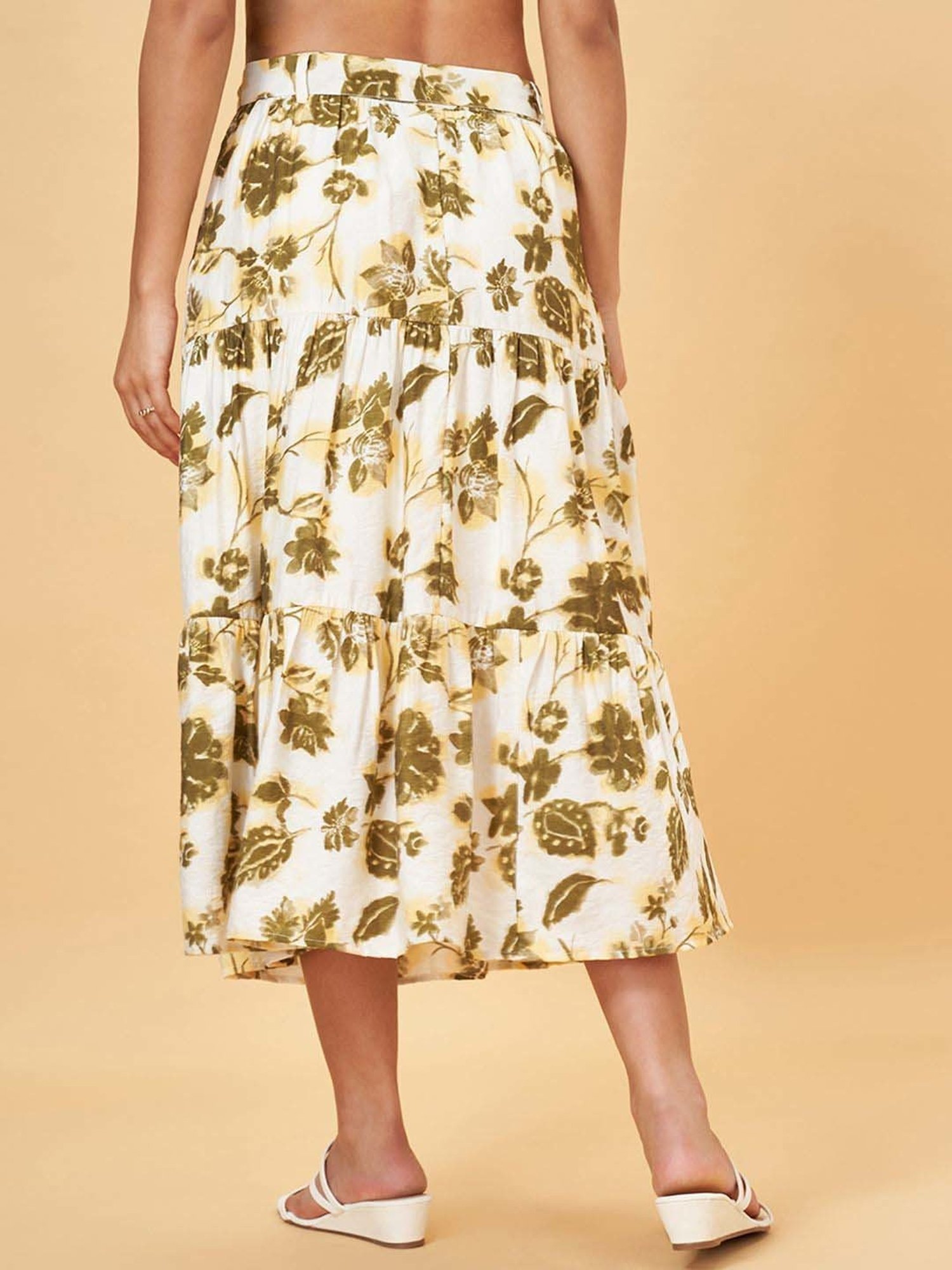 Honey by Pantaloons White Printed A-Line Skirt
