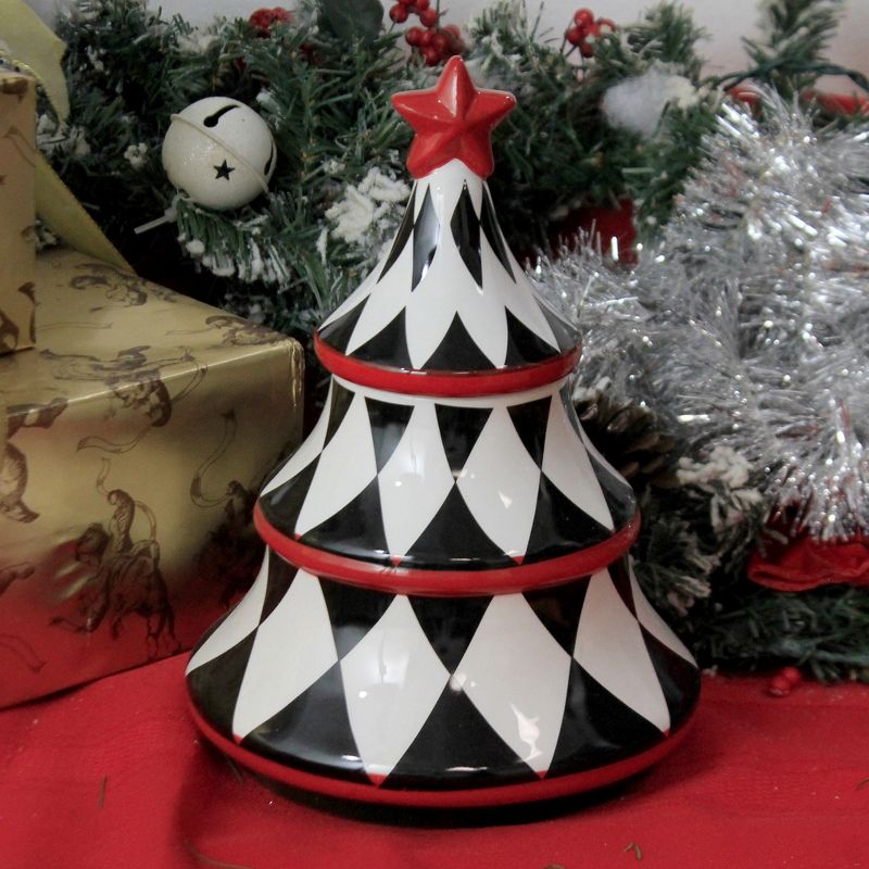 Tabletop 10.5" Harlequin Tree Candy Dish Christmas Decor K & K Interiors  -  Serving Bowls
