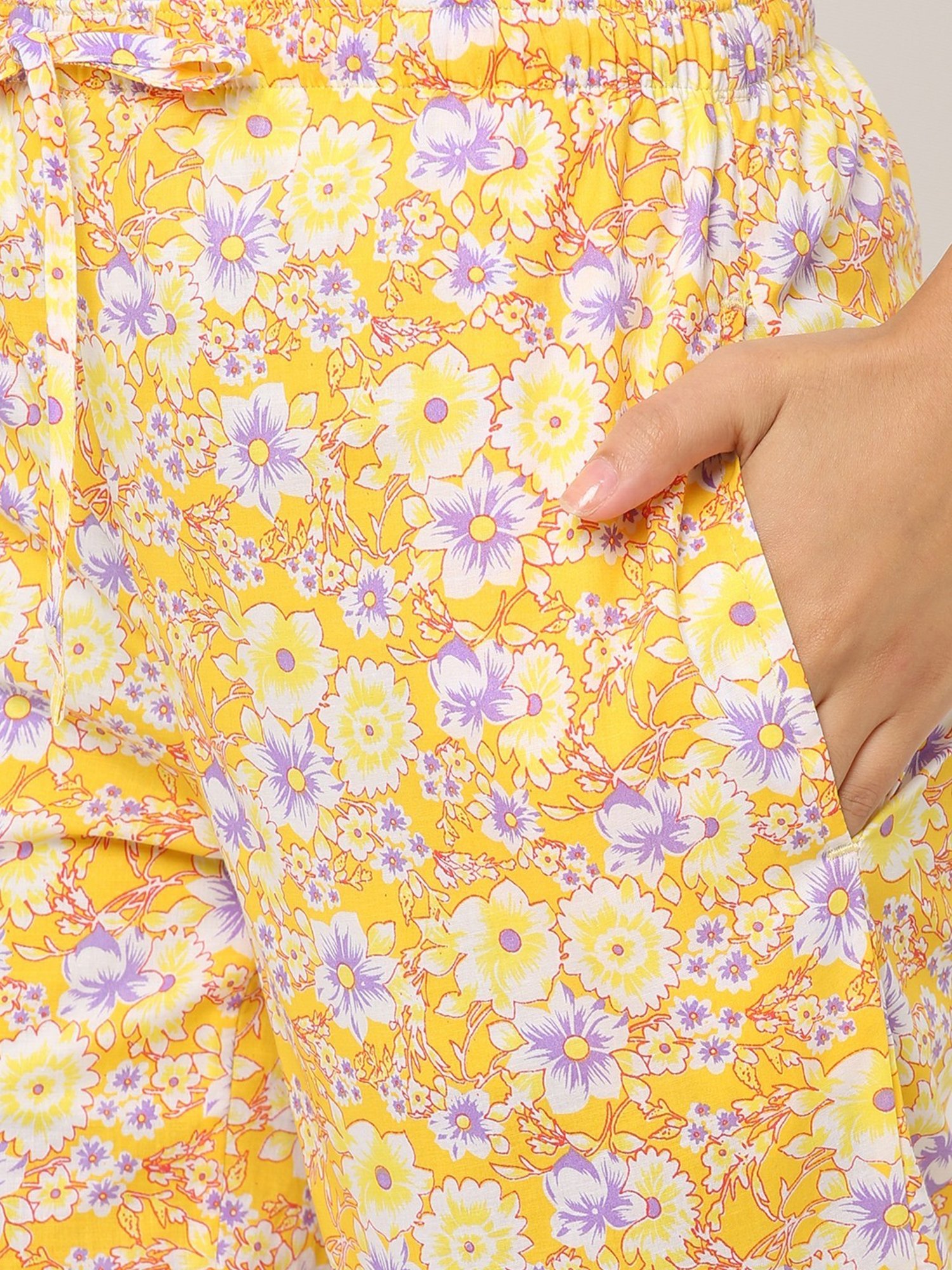 Urban Scottish Yellow Floral Print Lounge Pants
