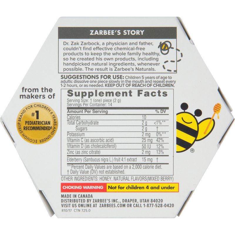 Zarbee's Naturals 96% Honey Cough Soother + Immune Support Lozenges - Mixed Berry - 14ct
