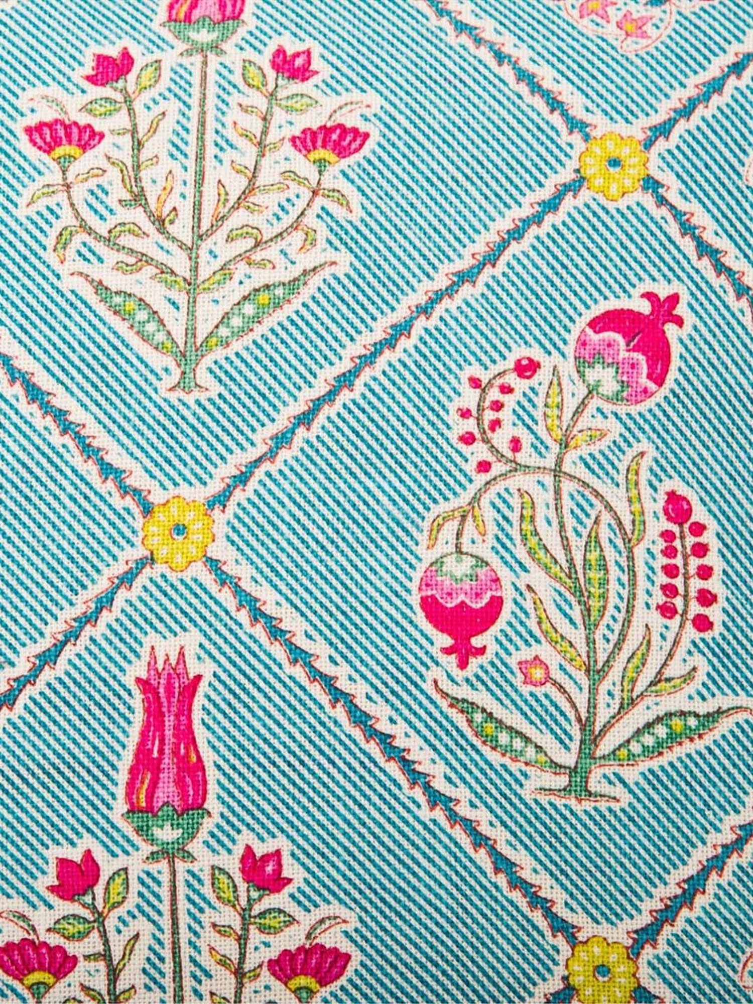 Fabindia Home Rasika Blue & Pink Cotton Cushion Cover