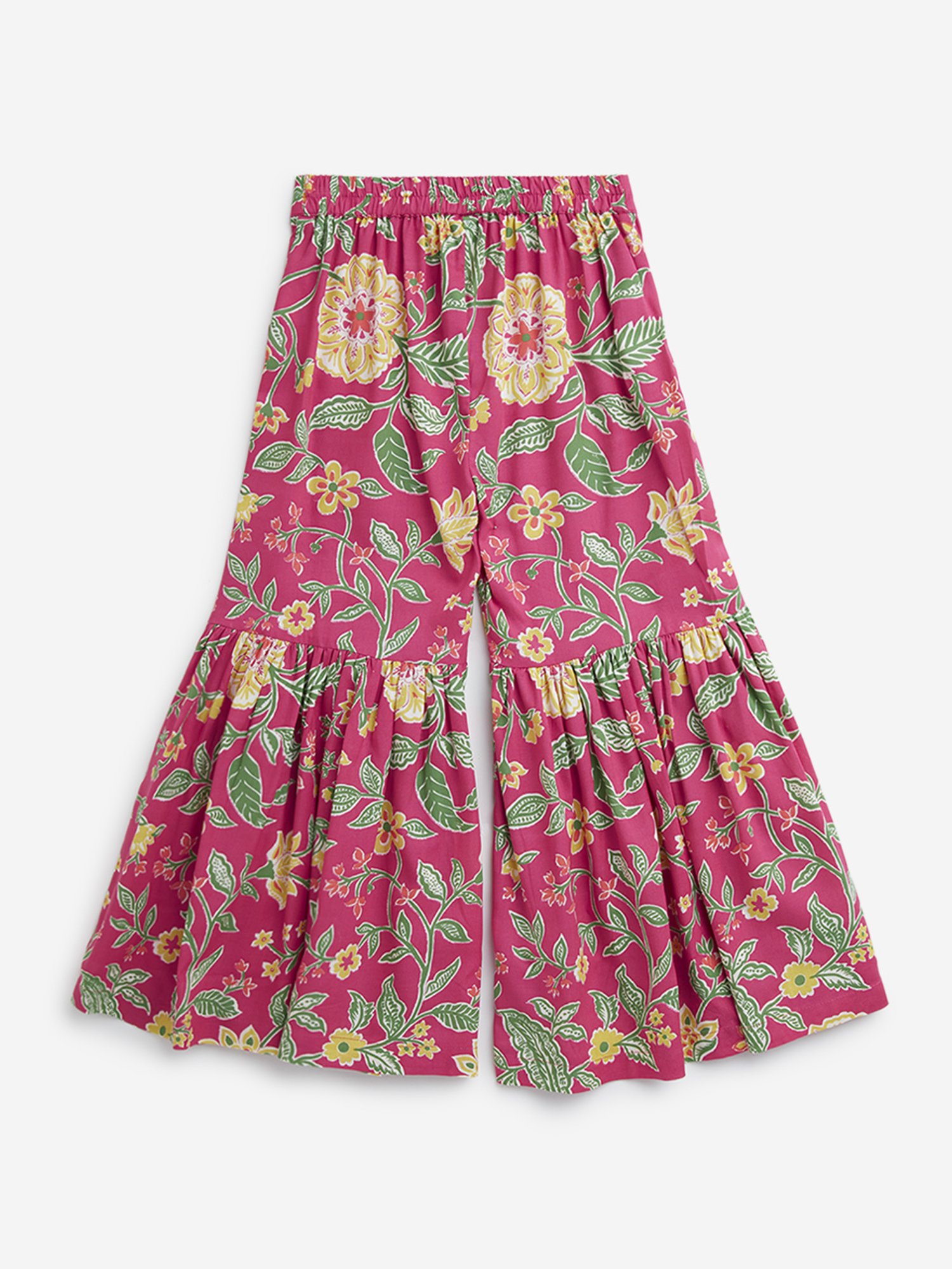 Utsa Kids by Westside Dark Pink Floral Printed High-Rise Gharara