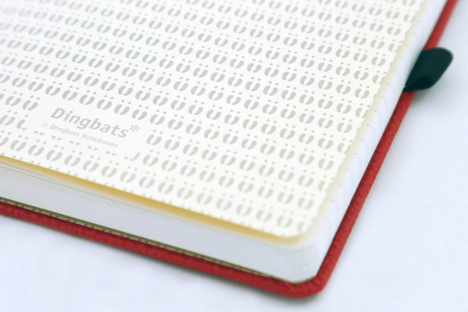 Dingbats Wildlife Medium A5+ (6.3 x 8.5) Hardcover Notebook - PU Leather, Micro-Perforated 100gsm Cream Pages, Inner Pocket, Elastic Closure, Pen Holder, Bookmark (Grid, Red Kangaroo)