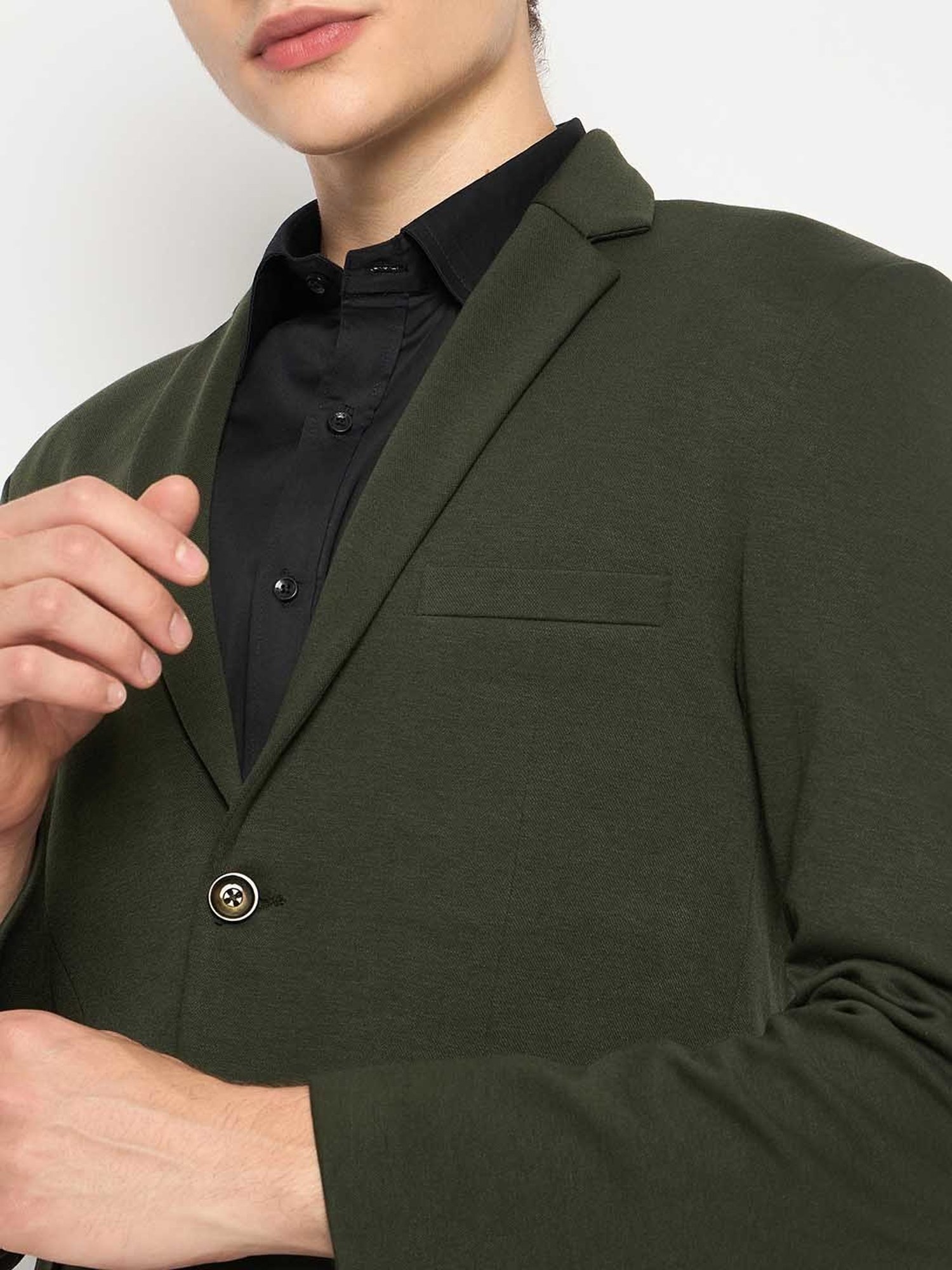 Club York Olive Regular Fit Two Piece Suit