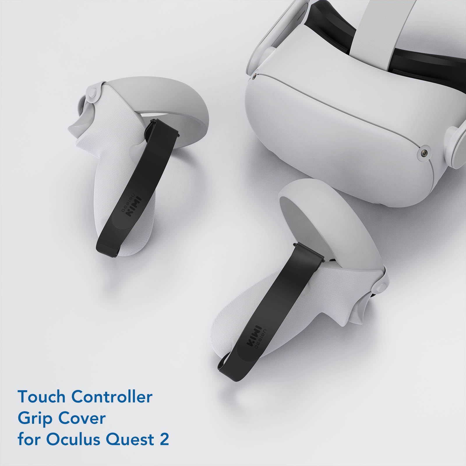 KIWI design Silicone Grip Cover for Oculus Quest 2 Hand Controller Grips Accessories Anti-Throw VR Protective Knuckle Straps (White, 1 Pair)