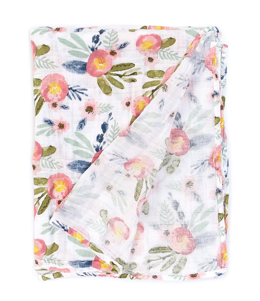 Mud Pie Baby Girls Secret Garden Floral Print Muslin Swaddle Blanket