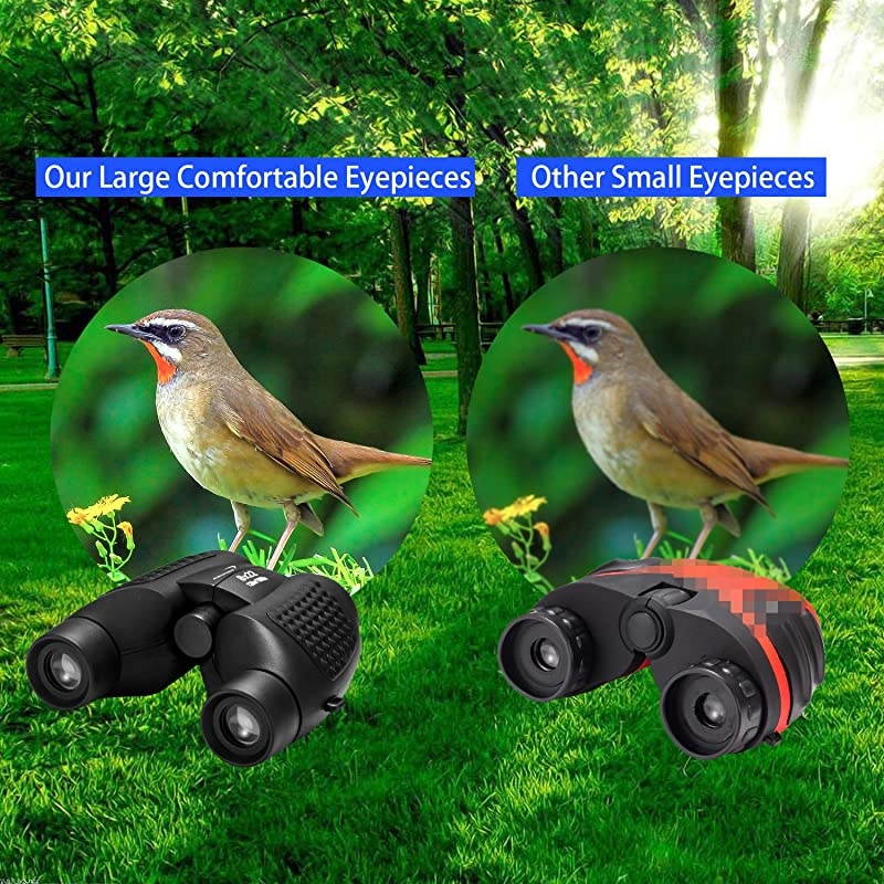 Kids Auto Focus Binoculars with High Resolution Shockproof 8x22 Binoculars Safe for Children Christmas Birthday Present Best Toy Gifts for Hiking Camping Bird Watching TravelingBlack