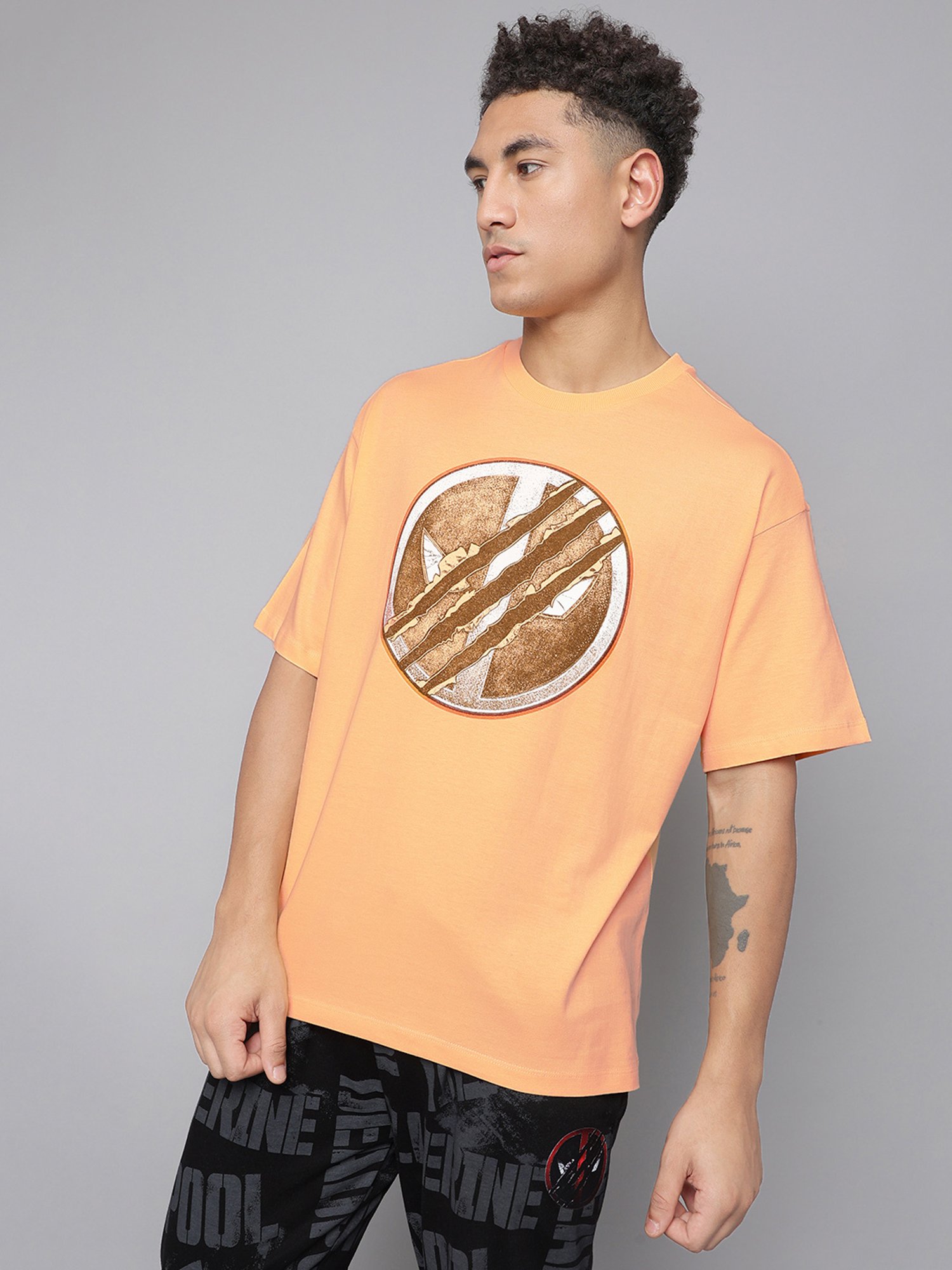 Free Authority Peach Cotton Oversized T-Shirt