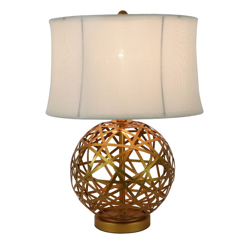 21" Strapped Steel Ball Table Lamp Antique Gold - Decor Therapy