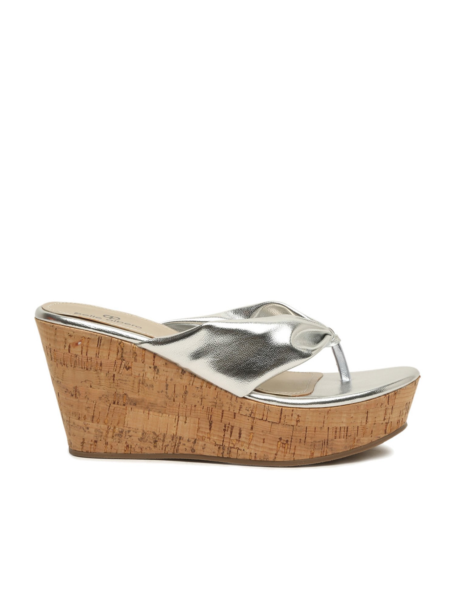 Pelle Albero Women's Silver Thong Wedges