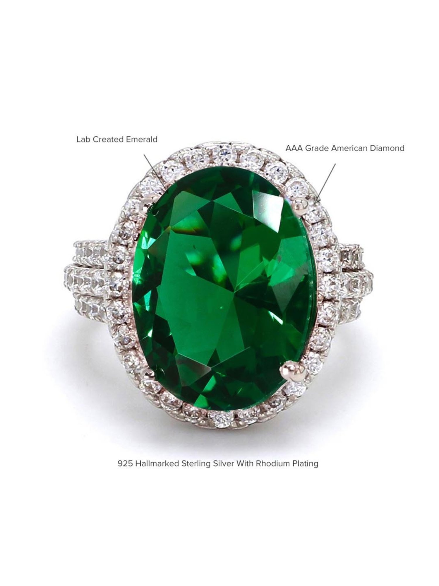 925 Silver 1 Carat American Diamond Classic Halo Engagement Ring for Women & Girls