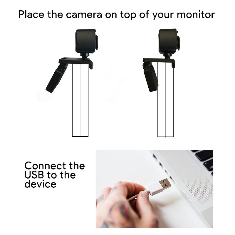 Dartwood 2K QHD USB Webcam with Built-in Microphone and Lens Cover for Conferences and Presentations
