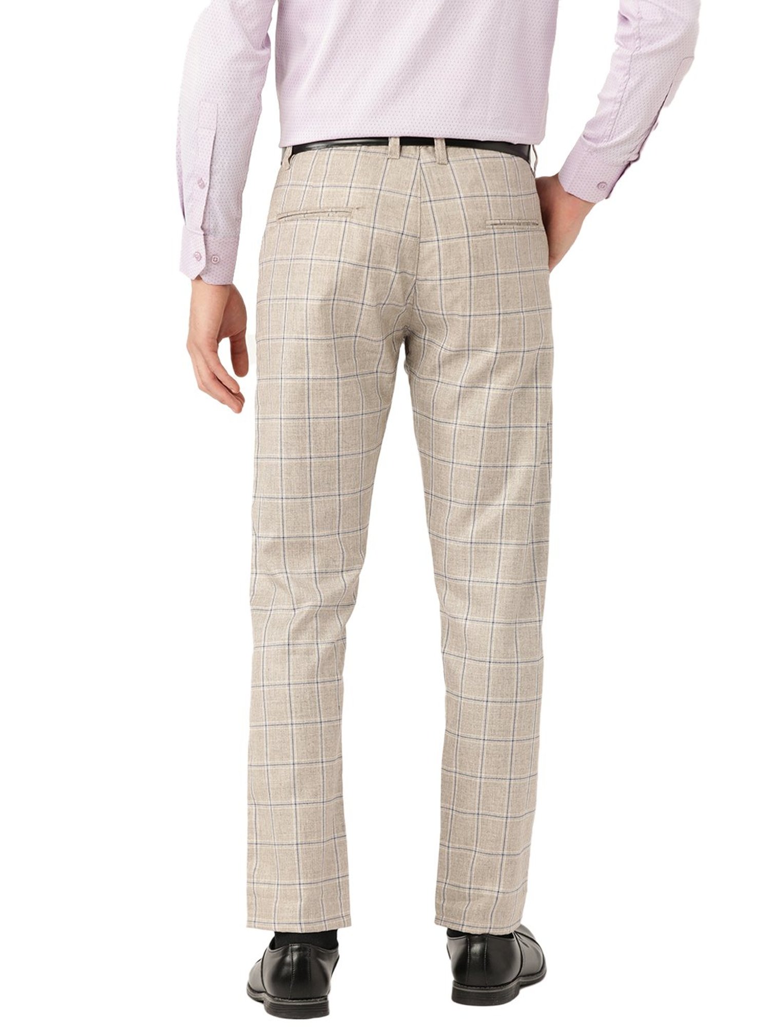 Sojanya Light Grey & Navy Checks Trousers