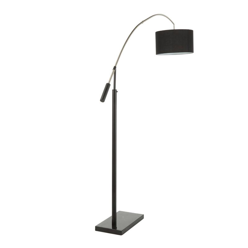 Marble Milan Contemporary Floor Lamp with Linen Shade Black (Includes LED Light Bulb) - LumiSource