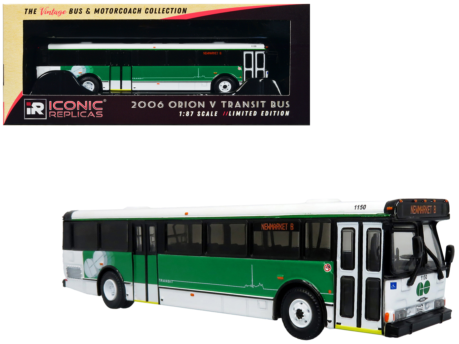 2006 Orion V Transit Bus GO Transit Ontario "Newmarket B" Limited Edition "The Vintage Bus and Motorcoach Collection" 1/87 (HO) Diecast Model by Iconic Replicas