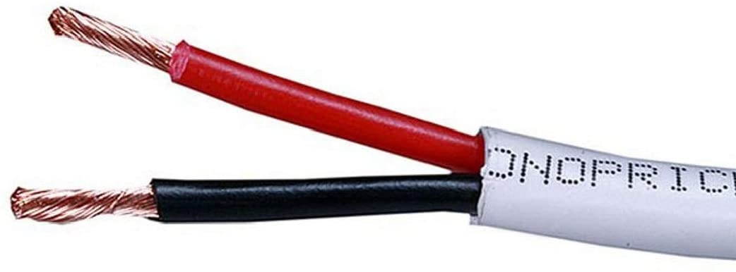 Monoprice Access Series 16 Gauge AWG CL2 Rated 4 Conductor Speaker Wire/ Cable - 250ft Fire Safety In Wall Rated, Jacketed In White PVC material 99.9% Oxygen-Free Pure Bare Copper