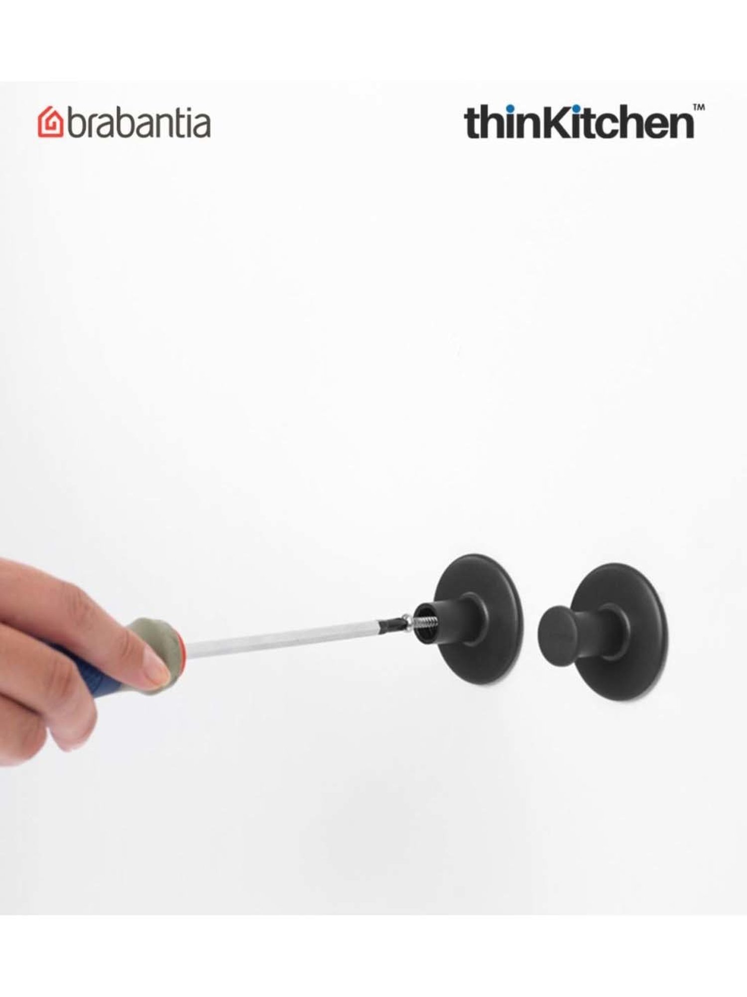 Brabantia Dark Grey Plastic Renew Towel Hooks - Set of 2