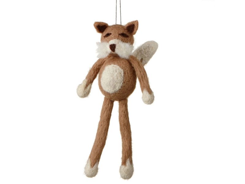 Ganz 7" Fuzzy Wildlife Friends Fox with Dangling Legs Christmas Ornament - Brown