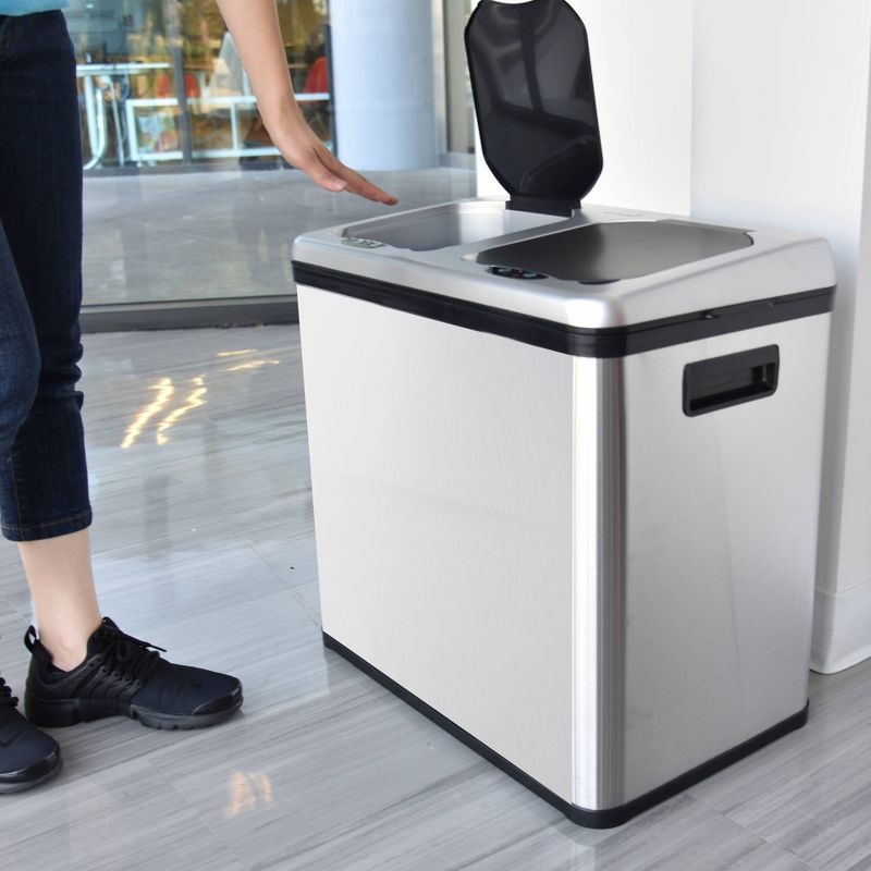 halo quality 16gal Stainless Steel Automatic Sensor Trash Can and Recycle Bin