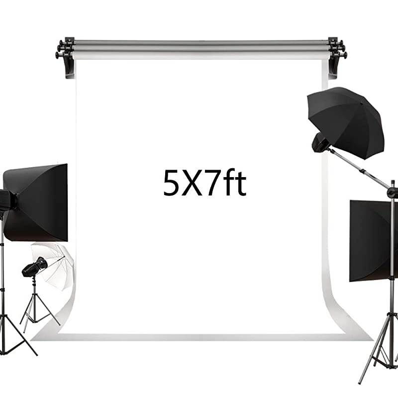 5ft&times;7ft Solid White Backdrop Portrait Background for Photography Studio Children and Headshots Background for Photography Video and Television