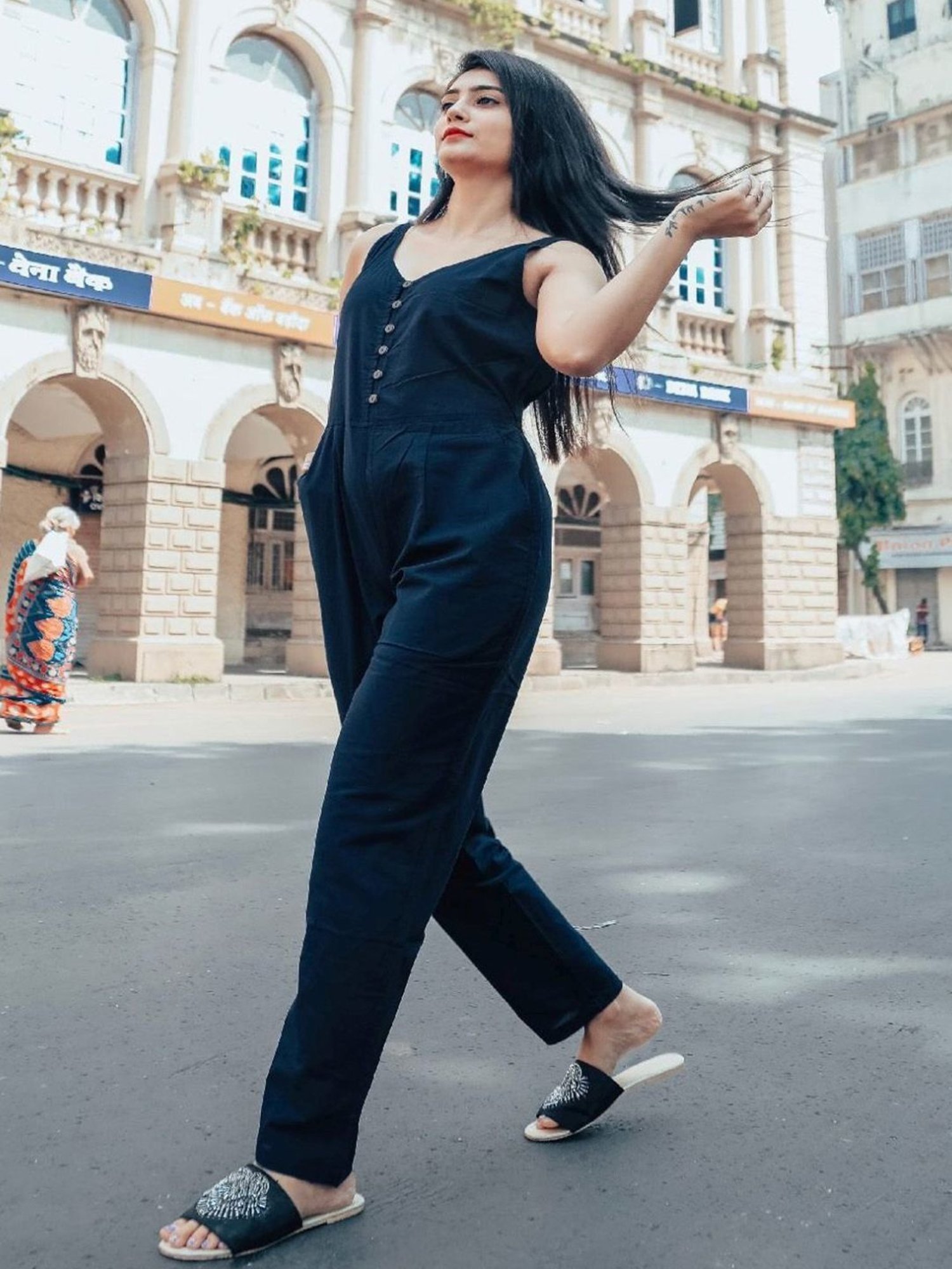 Thread and Button Royal Blue Jumpsuit