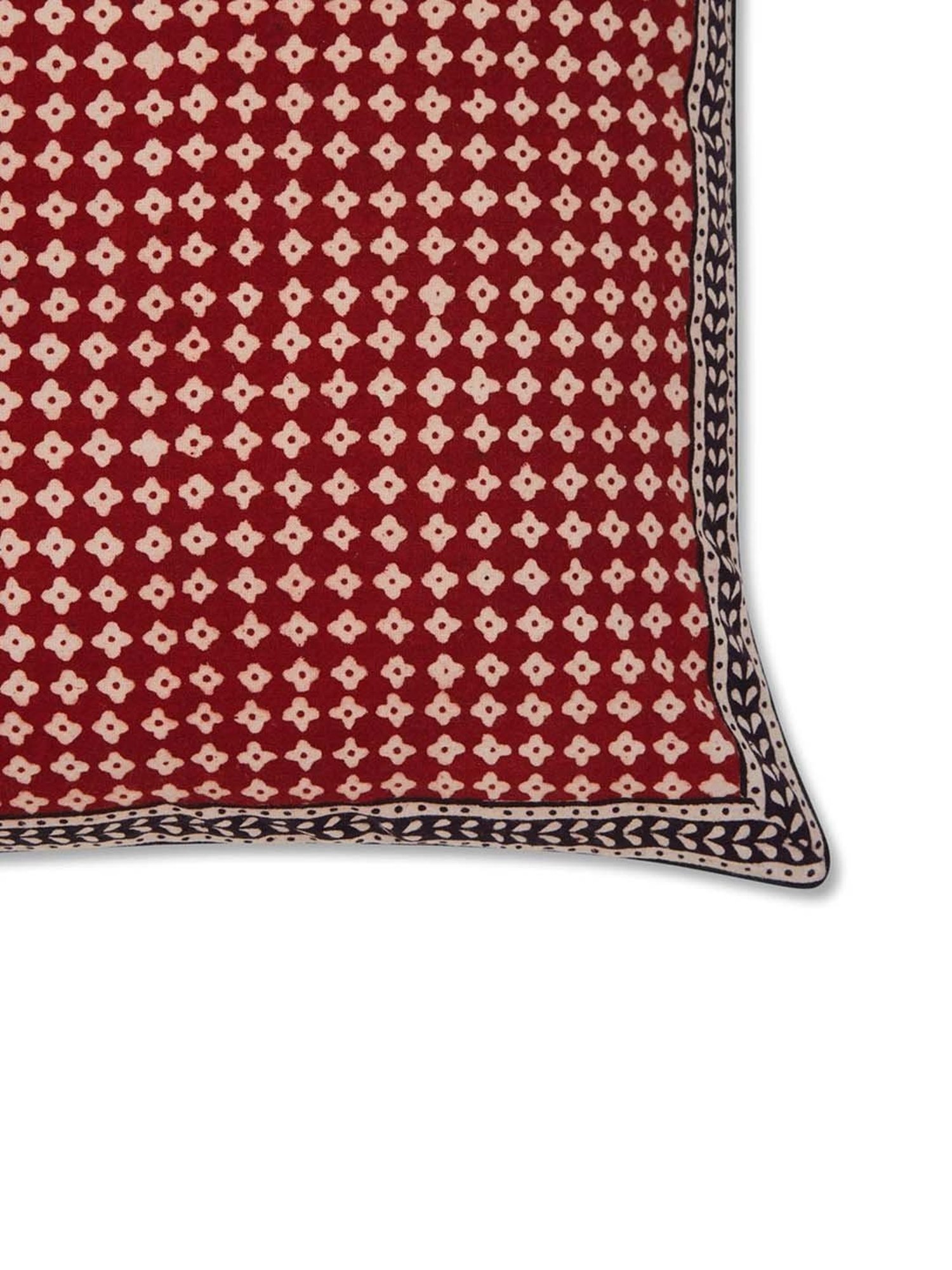 Fabindia Home Baghni Red & Black 175 GSM Cotton Cushion Cover