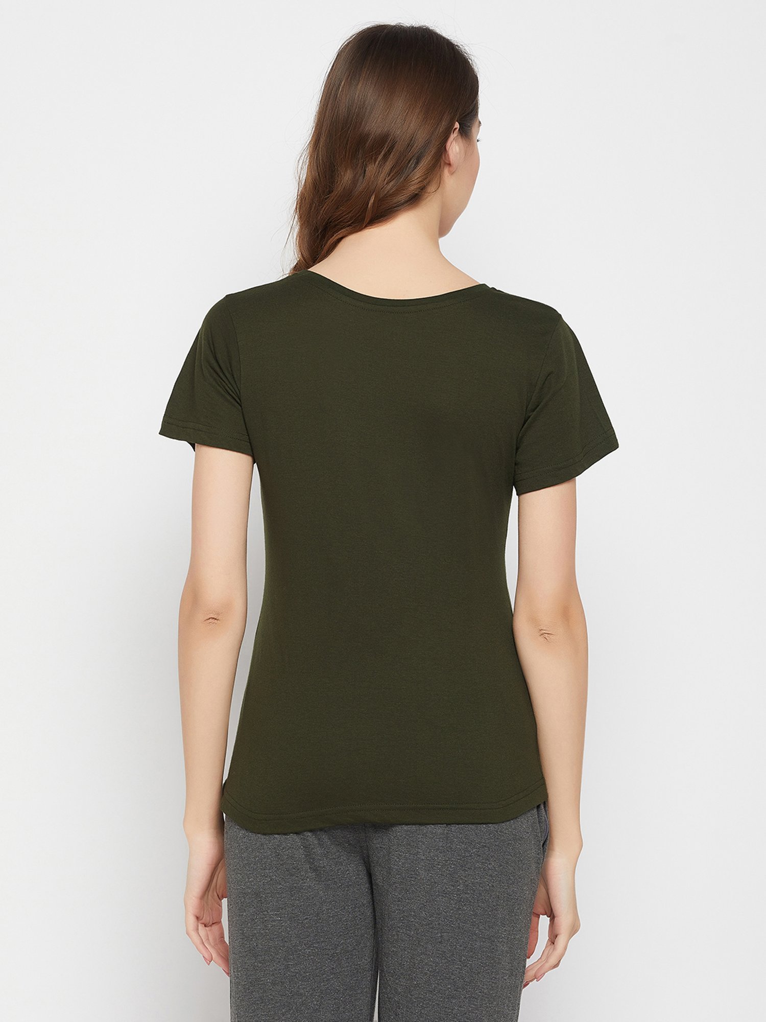Clovia Green Graphic Print T-Shirt