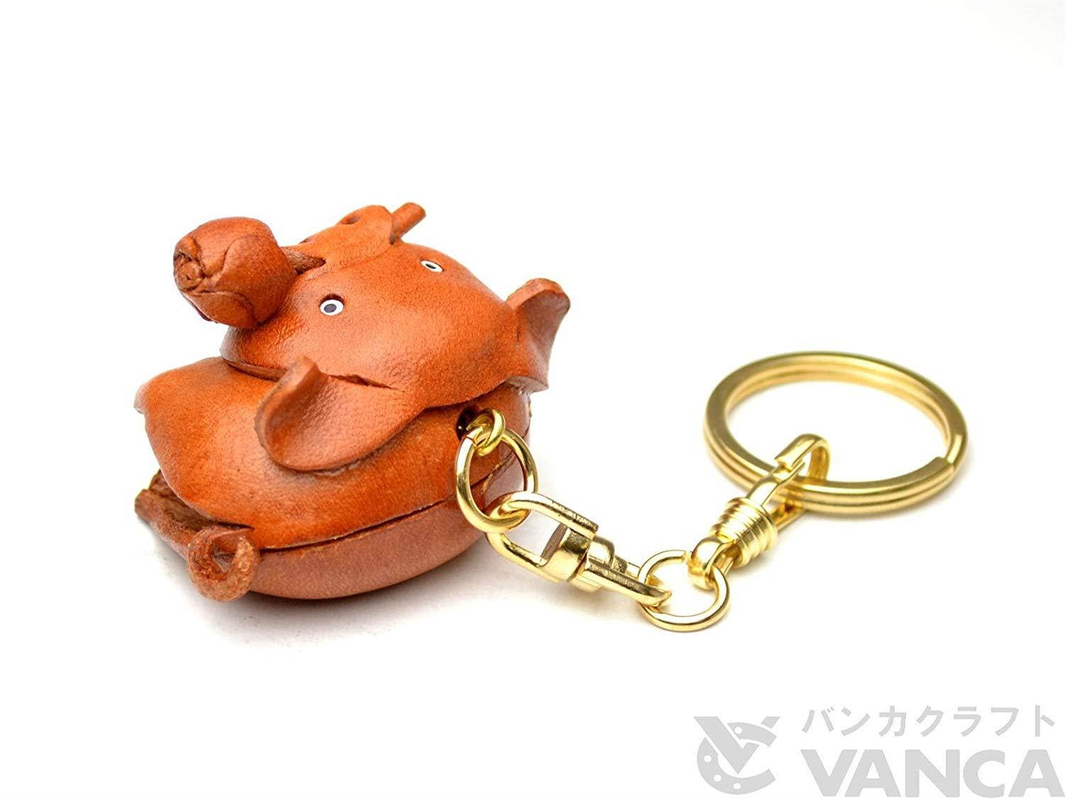 Pig Animal 3D Leather Keychain(L) VANCA CRAFT-Collectible Keyring Charm Pendant Made in Japan