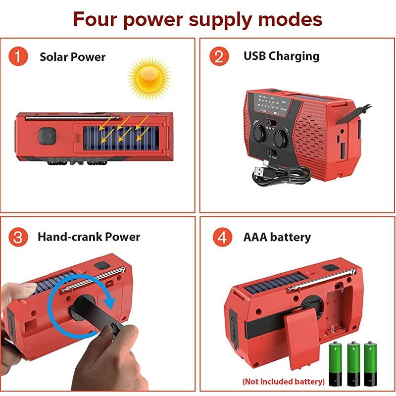 Emergency Solar Hand Crank Radio 2020 Upgrade NOAAAMFM Portable Weather Radio with LED Flashlight Reading Lamp 2000mAh Power Bank and SOS Alarm for Emergency Situations
